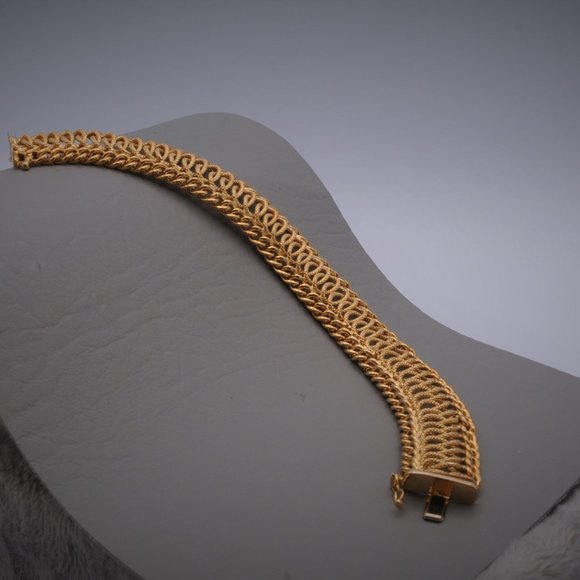 14K  Solid Yellow Gold Flexible Link Mesh Bracelet - Picture 16 of 16